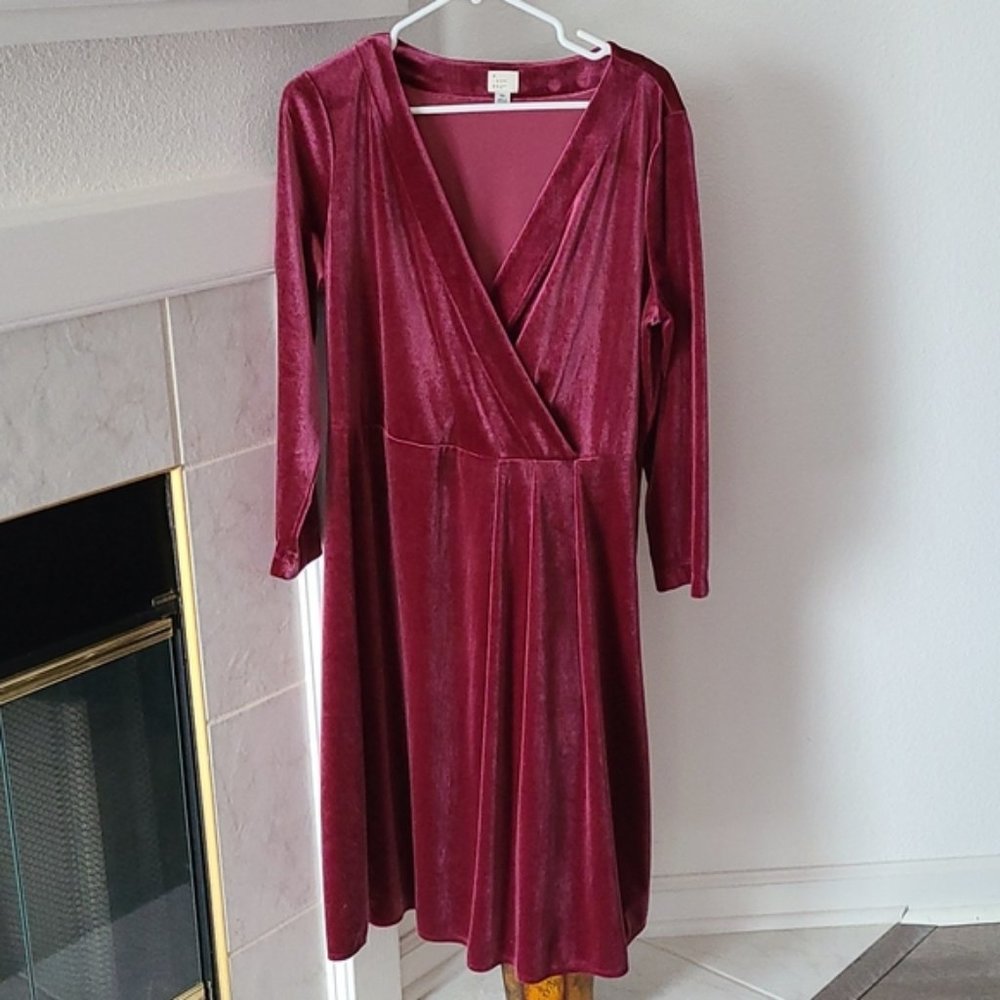 Mock Wrap Velour Dress
